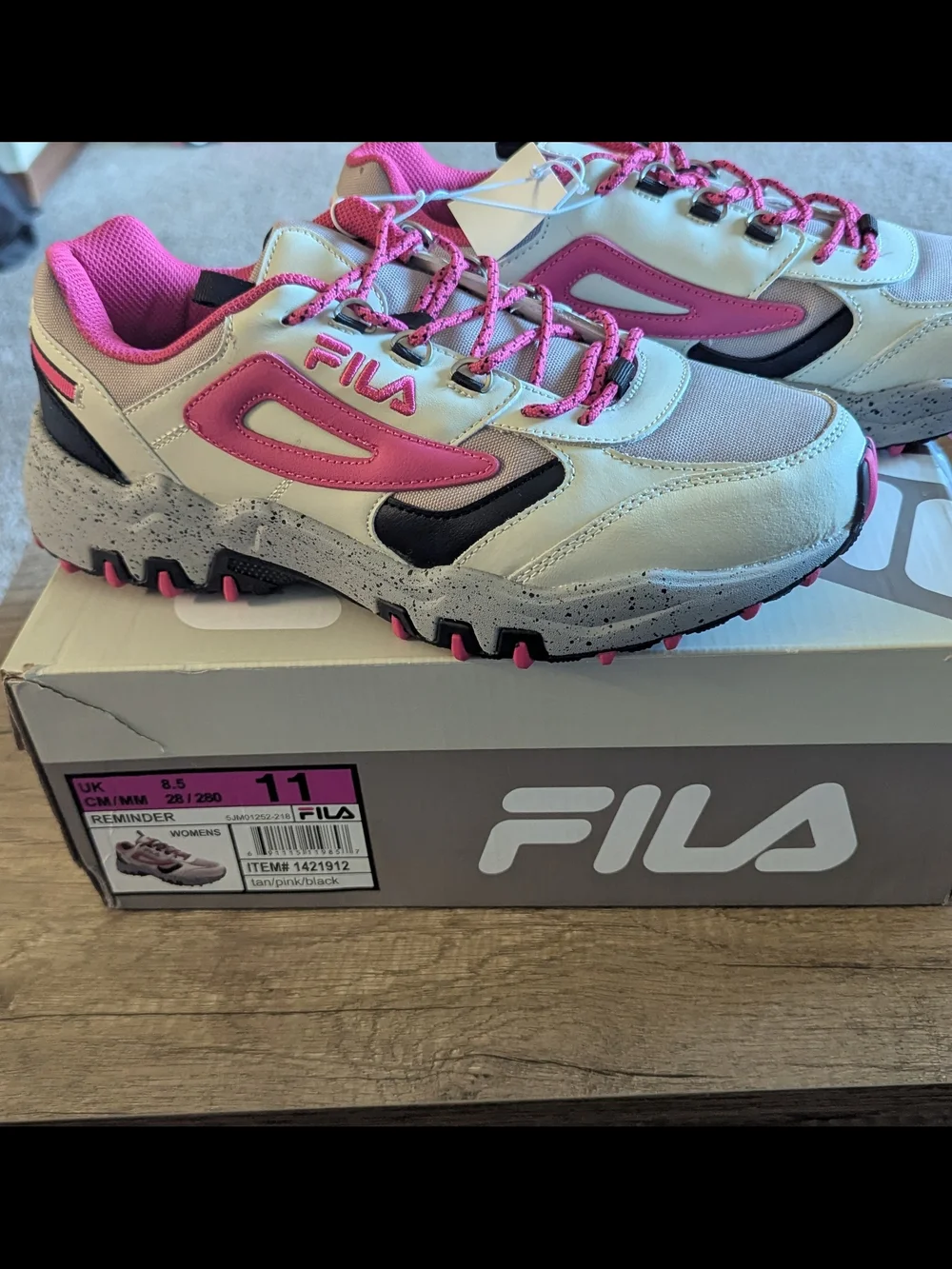 Fila Women's Tan Pink Black Reminder Sneakers